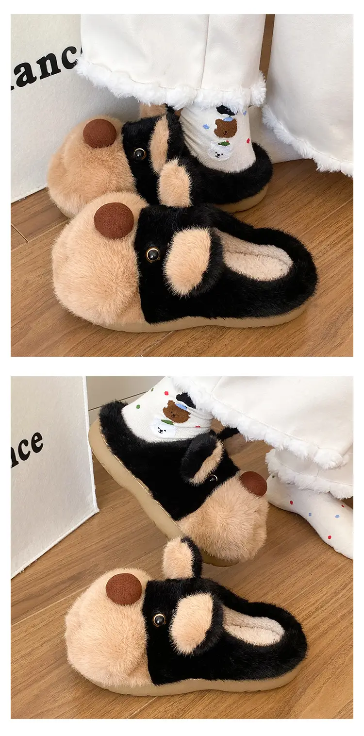 Cute Bee Fluffy Slippers for Women Winter Warm — feature 3