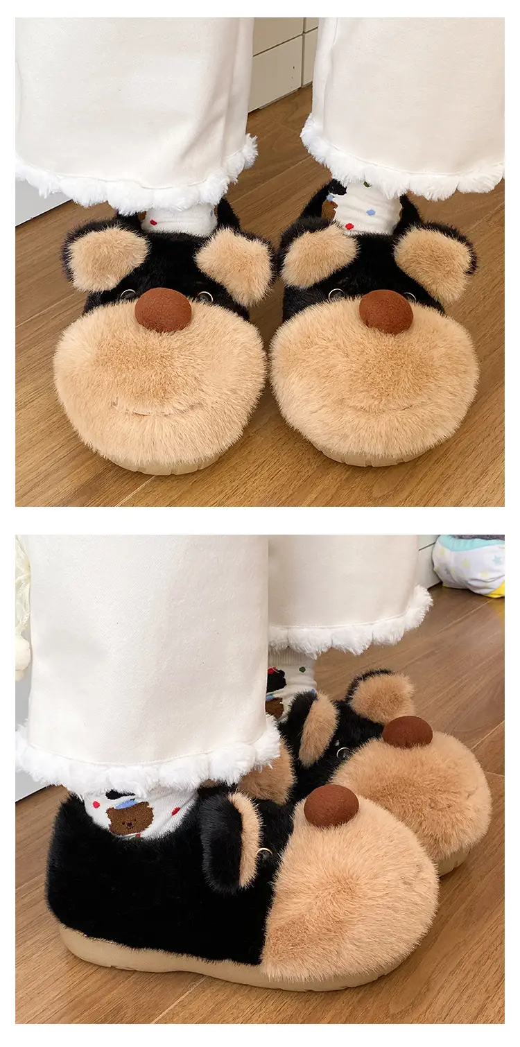 Cute Bee Fluffy Slippers for Women Winter Warm — feature 5