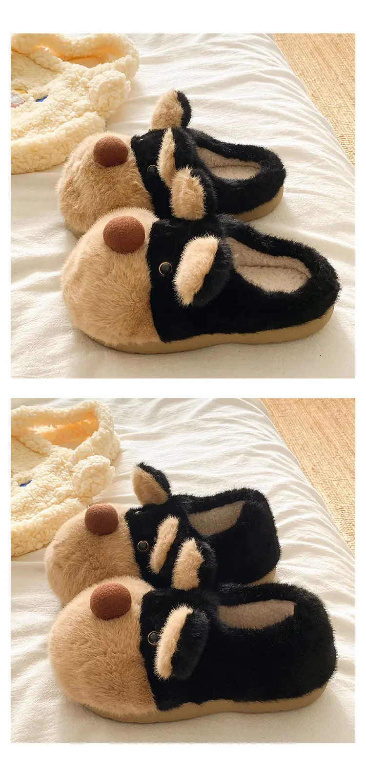 Cute Bee Fluffy Slippers for Women Winter Warm — feature 8