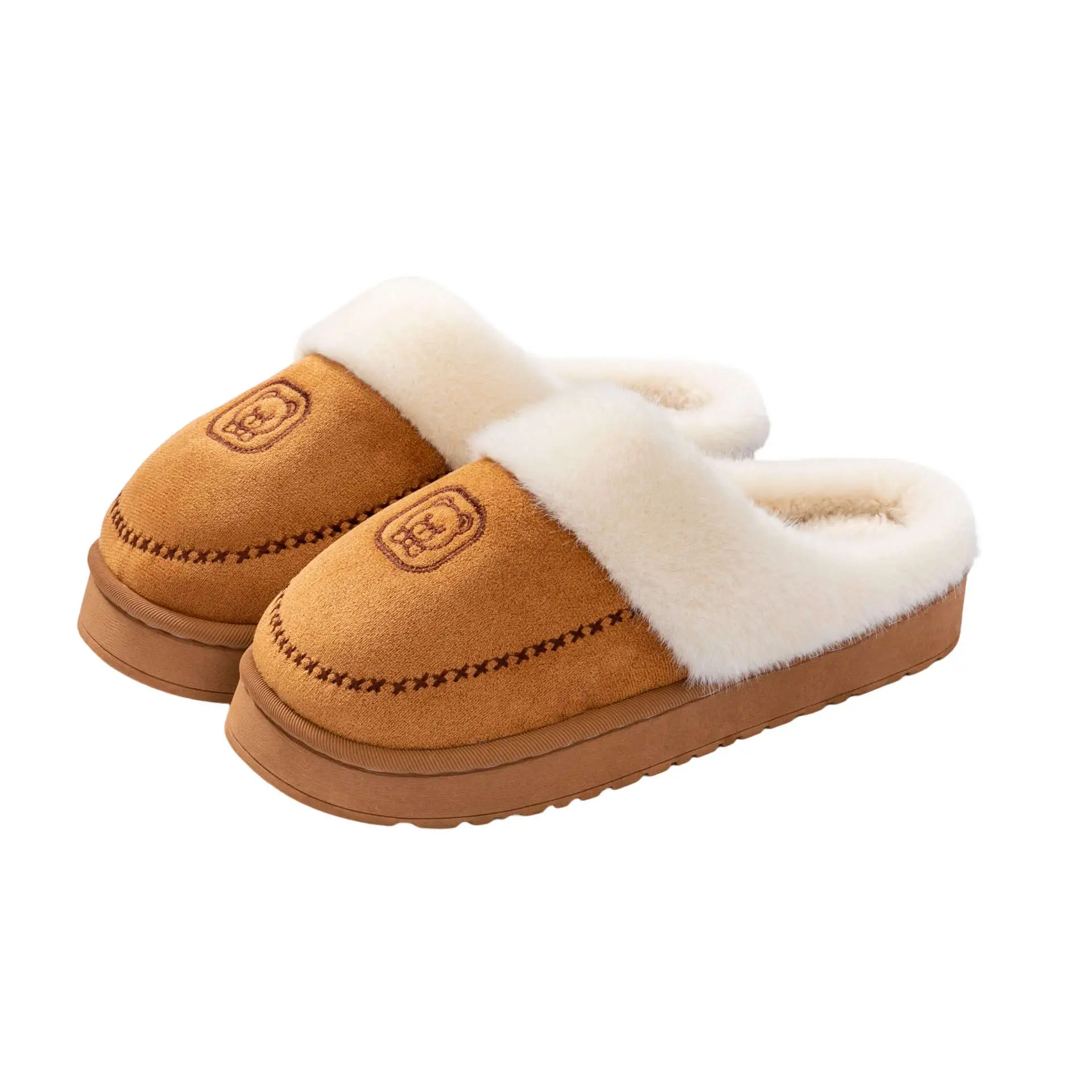 Women Winter Warm Cotton Slippers Brown - Image 10
