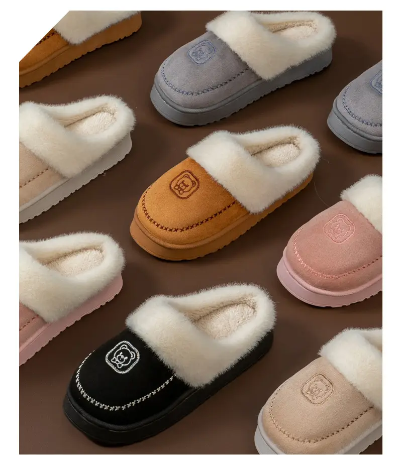 Women Winter Warm Cotton Slippers Brown — feature 11