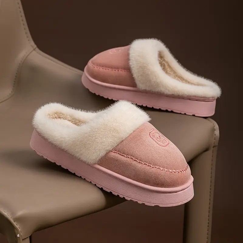 Women Winter Warm Cotton Slippers Brown - Image 2