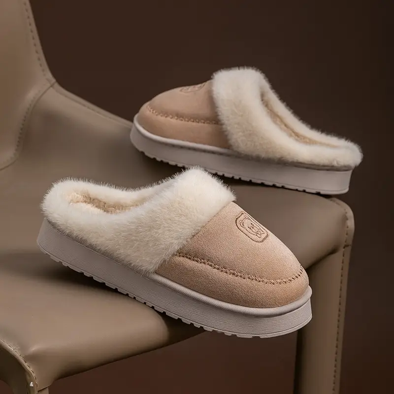 Women Winter Warm Cotton Slippers Brown - Image 3