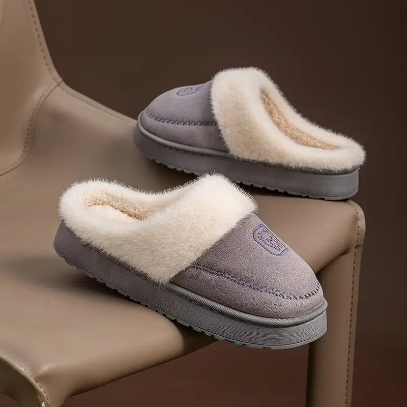 Women Winter Warm Cotton Slippers Brown - Image 5