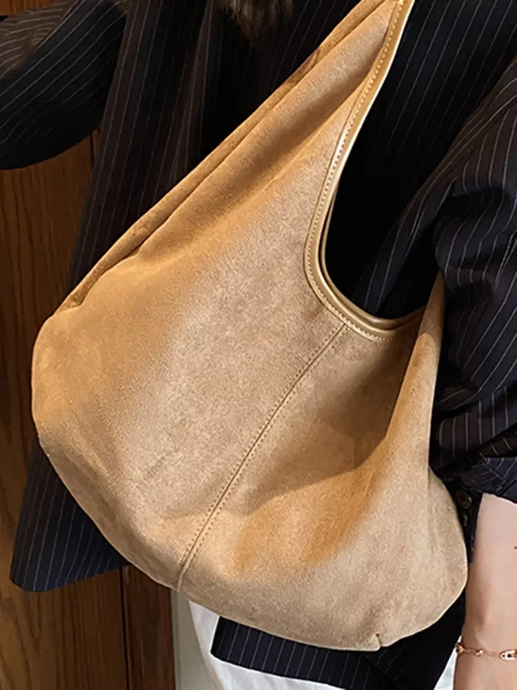 Women's Brown Suede Shoulder Bag Large Capacity 2025 - Image 7
