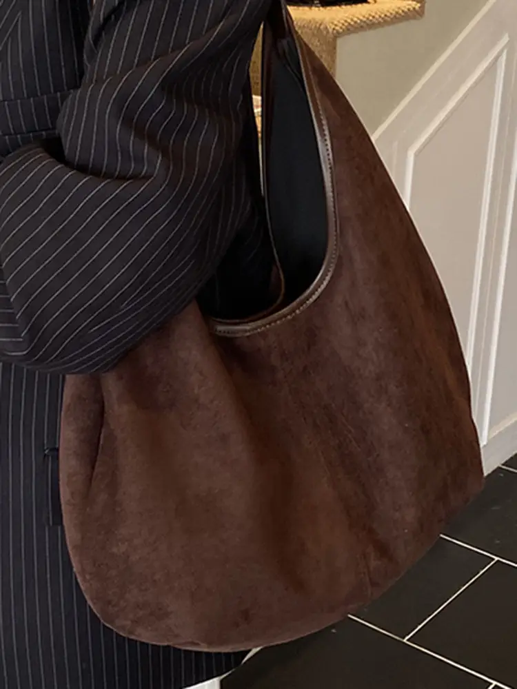 Women's Brown Suede Shoulder Bag Large Capacity 2025 - Image 8
