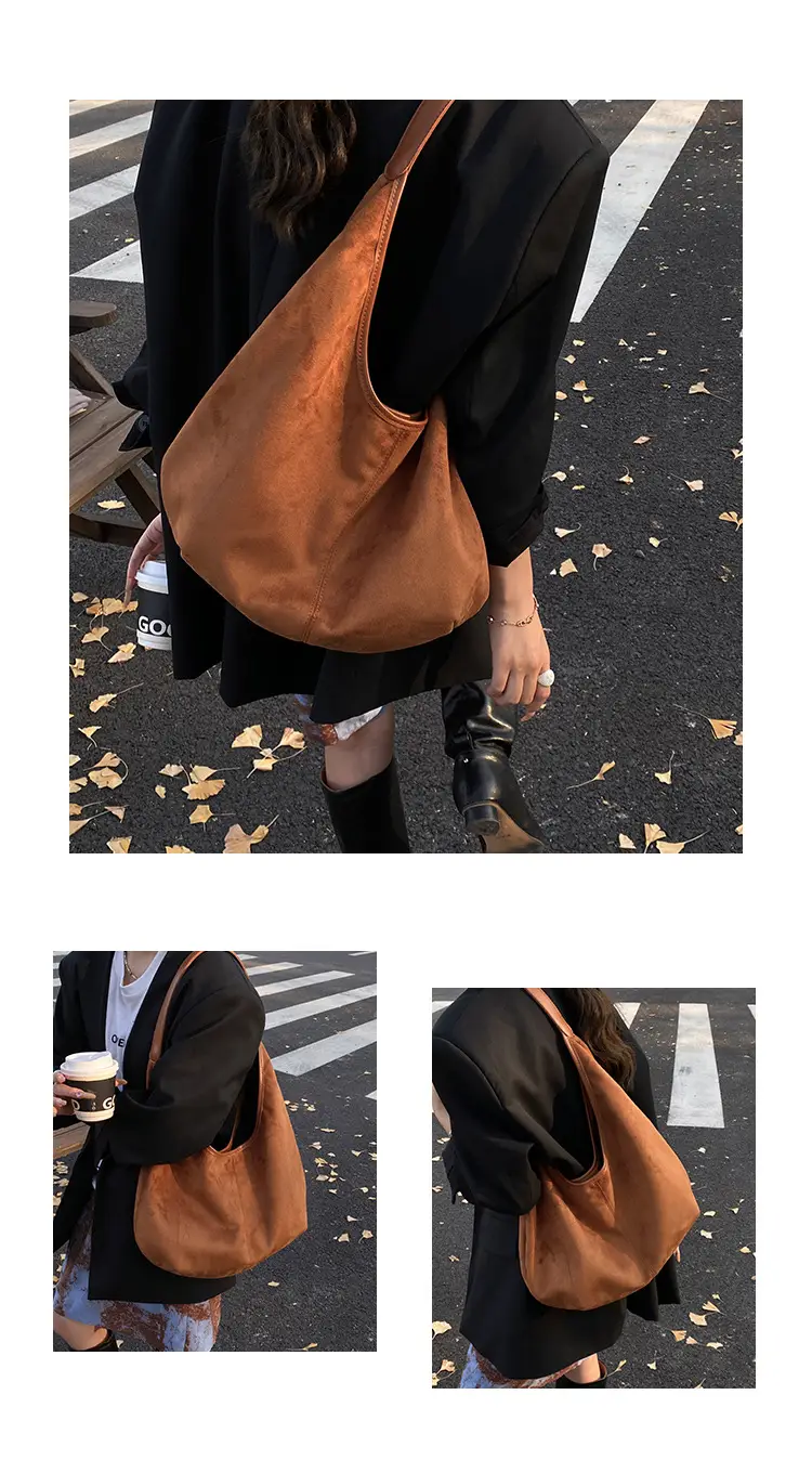 Women's Brown Suede Shoulder Bag Large Capacity 2025 — feature 11