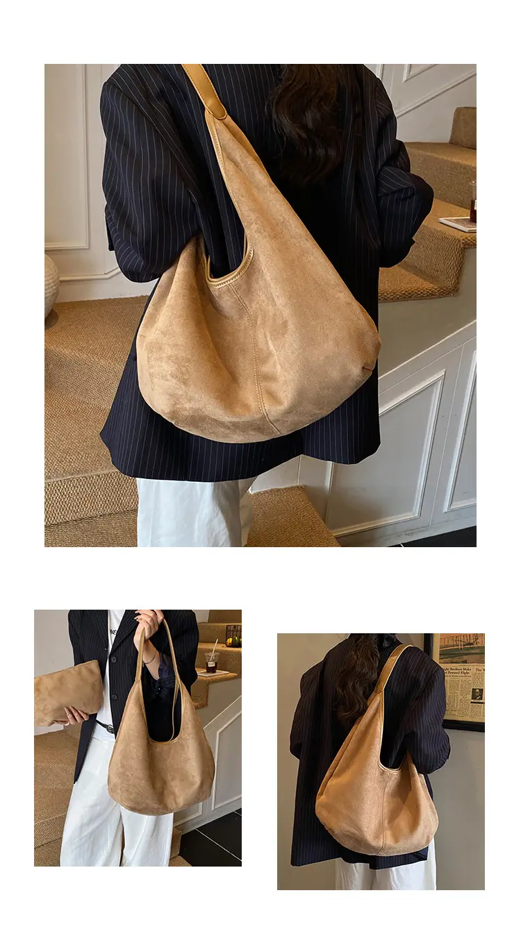 Women's Brown Suede Shoulder Bag Large Capacity 2025 — feature 13