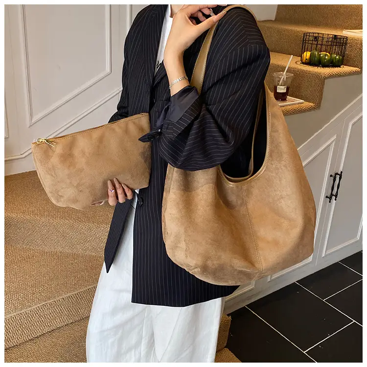 Women's Brown Suede Shoulder Bag Large Capacity 2025 — feature 16