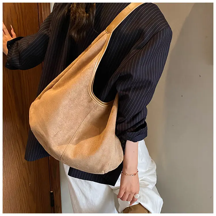 Women's Brown Suede Shoulder Bag Large Capacity 2025 — feature 17