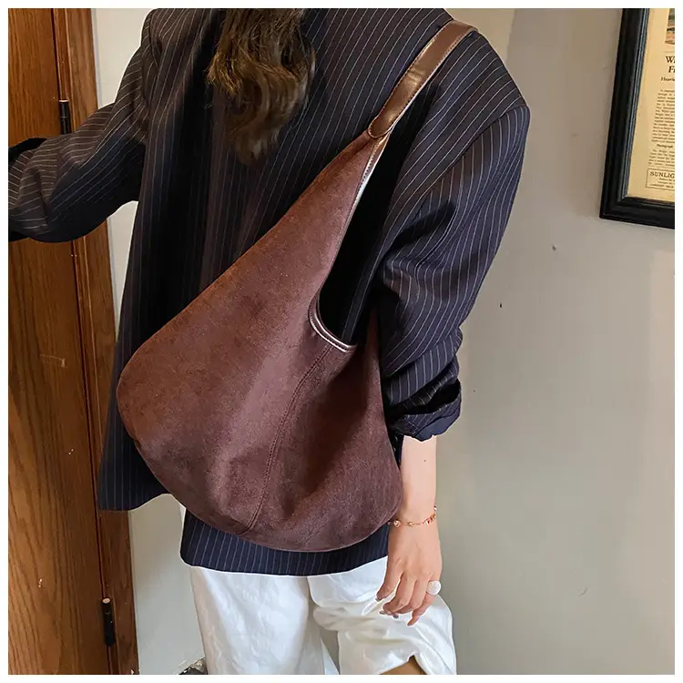 Women's Brown Suede Shoulder Bag Large Capacity 2025 — feature 19