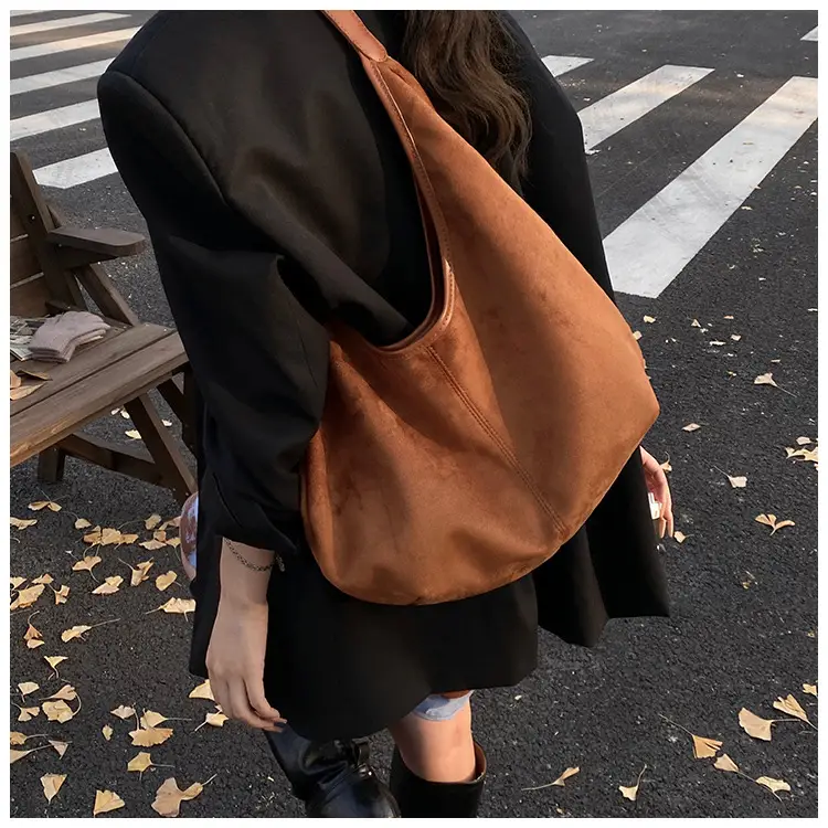 Women's Brown Suede Shoulder Bag Large Capacity 2025 — feature 22