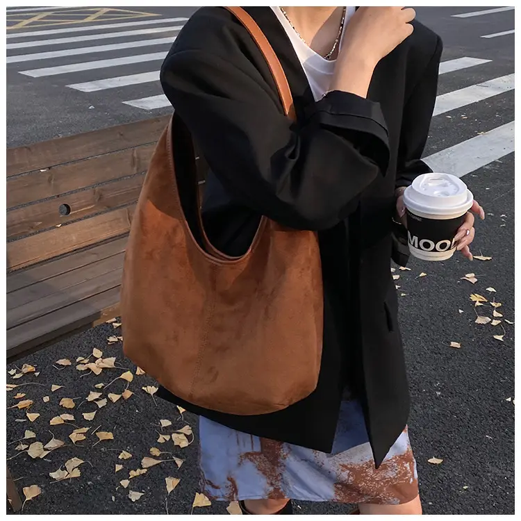 Women's Brown Suede Shoulder Bag Large Capacity 2025 — feature 23