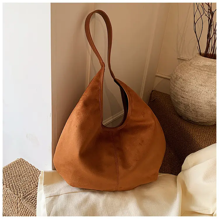 Women's Brown Suede Shoulder Bag Large Capacity 2025 — feature 24