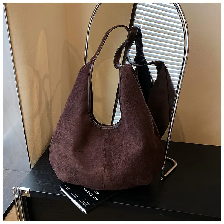 Women's Brown Suede Shoulder Bag Large Capacity 2025 — feature 27