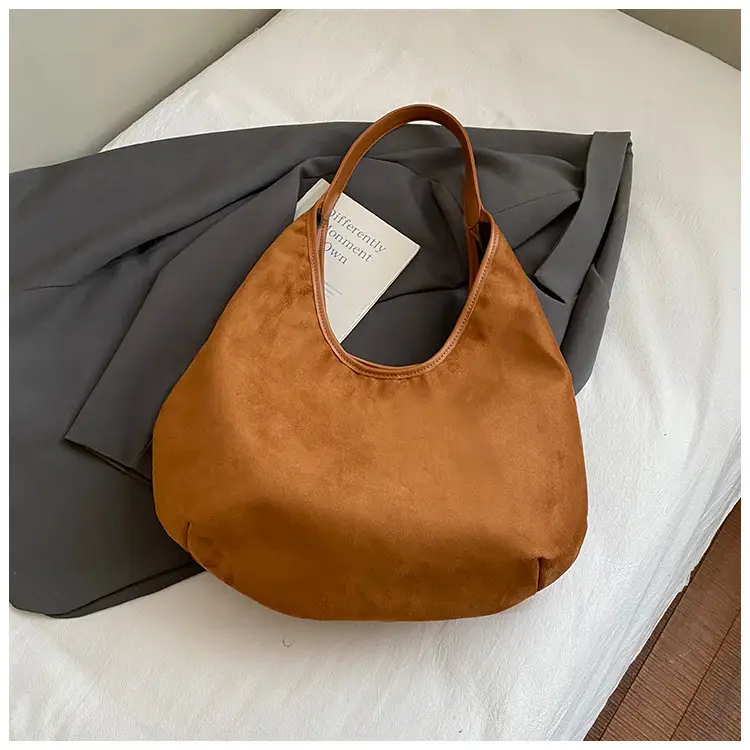 Women's Brown Suede Shoulder Bag Large Capacity 2025 - Image 2