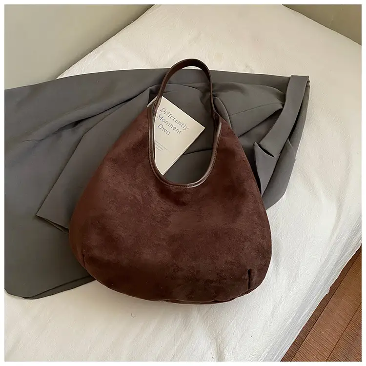 Women's Brown Suede Shoulder Bag Large Capacity 2025 - Image 3