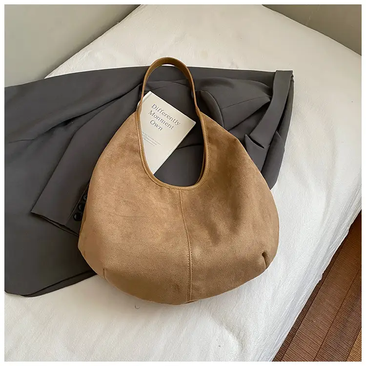 Women's Brown Suede Shoulder Bag Large Capacity 2025 - Image 4