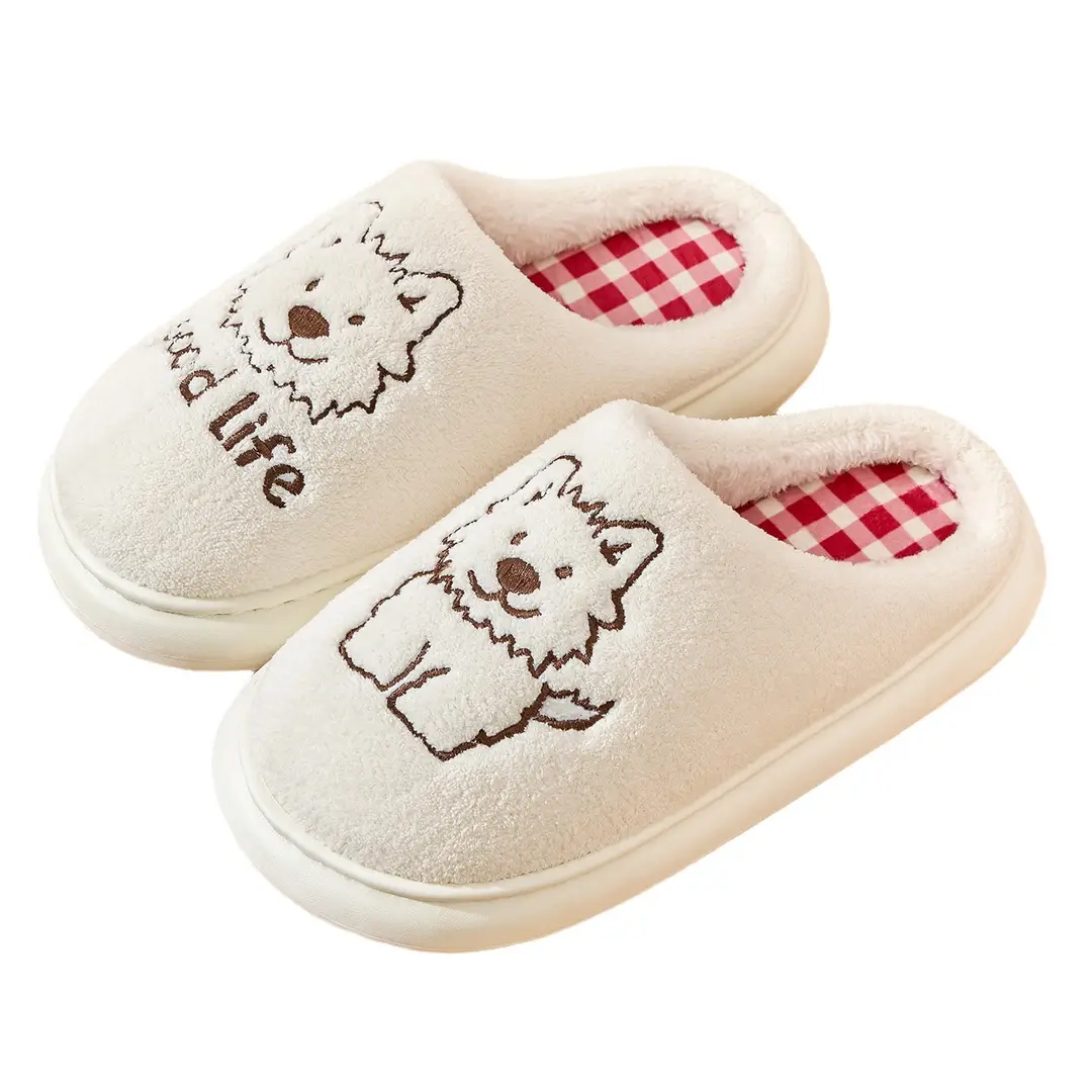 Jialiya Cute Puppy Cotton Slippers for Women 2025 New Winter Indoor Home Couple Warm Stuffed Slippers for Men - Image 9