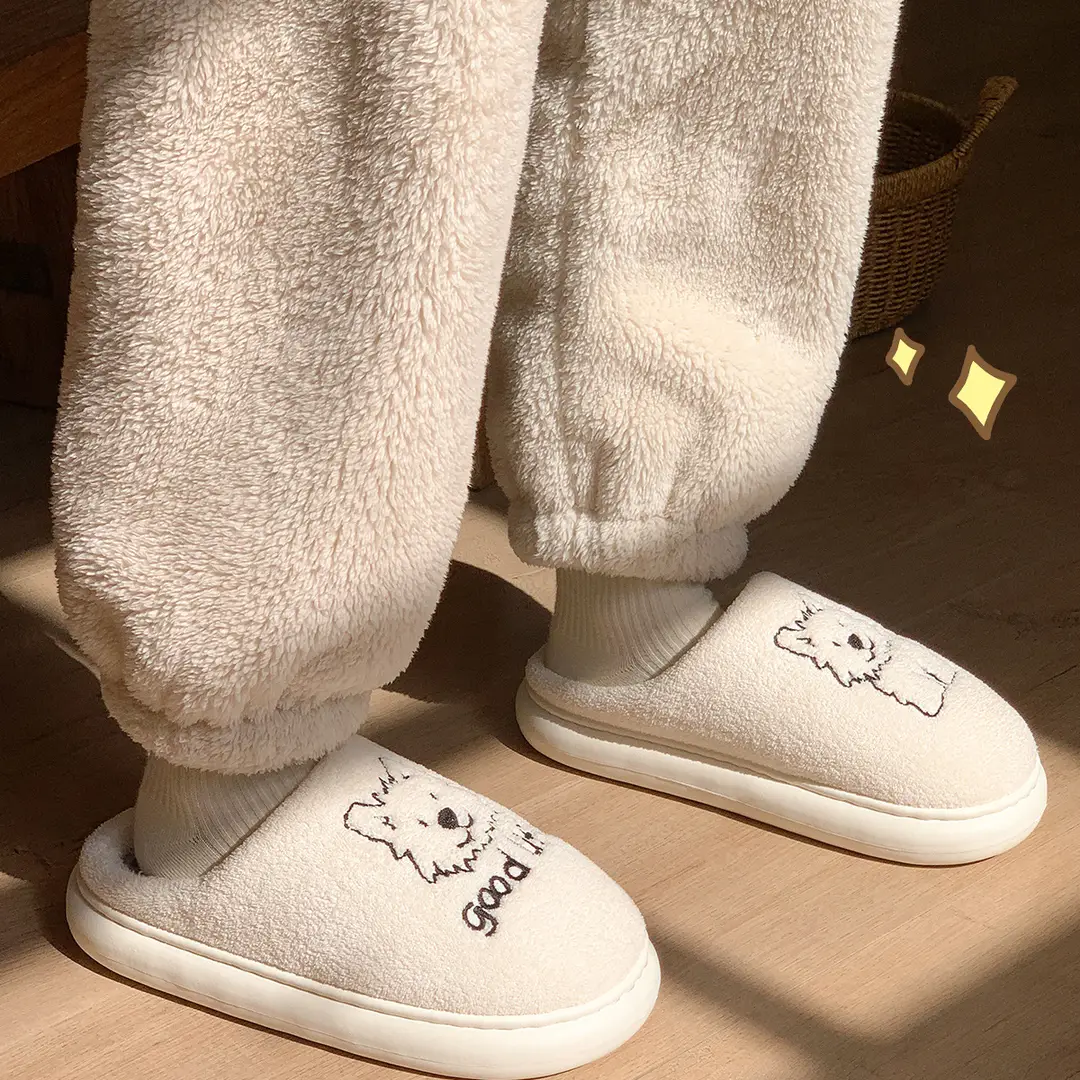 Jialiya Cute Puppy Cotton Slippers for Women 2025 New Winter Indoor Home Couple Warm Stuffed Slippers for Men — feature 24