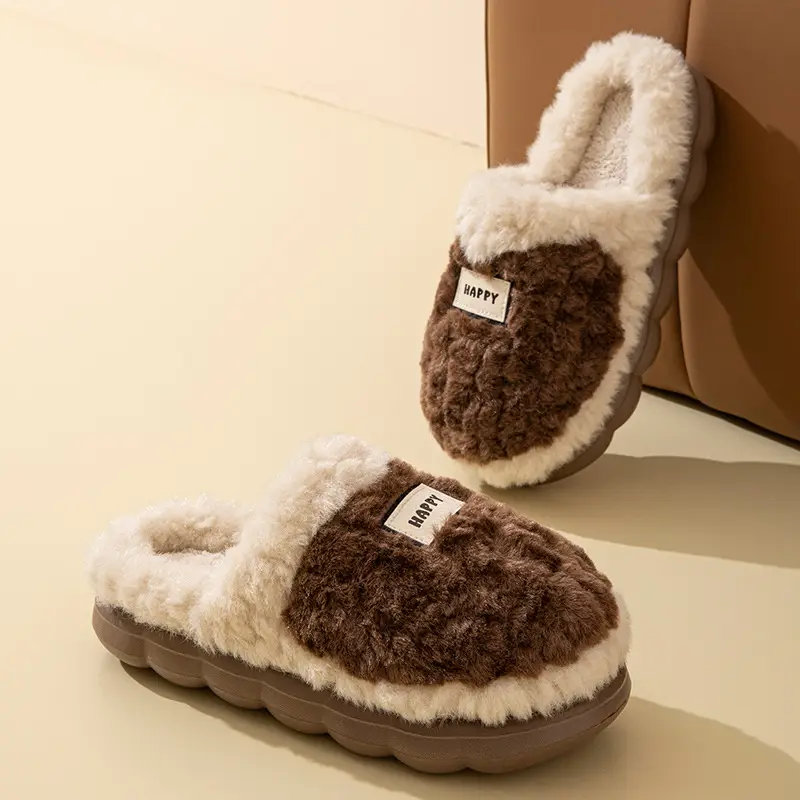 High-End Plush Cotton Slippers for Women in Winter Indoor Home Fleece-Lined Thick-Soled Non-Slip Warm Confinement Cotton Slippers - Image 22