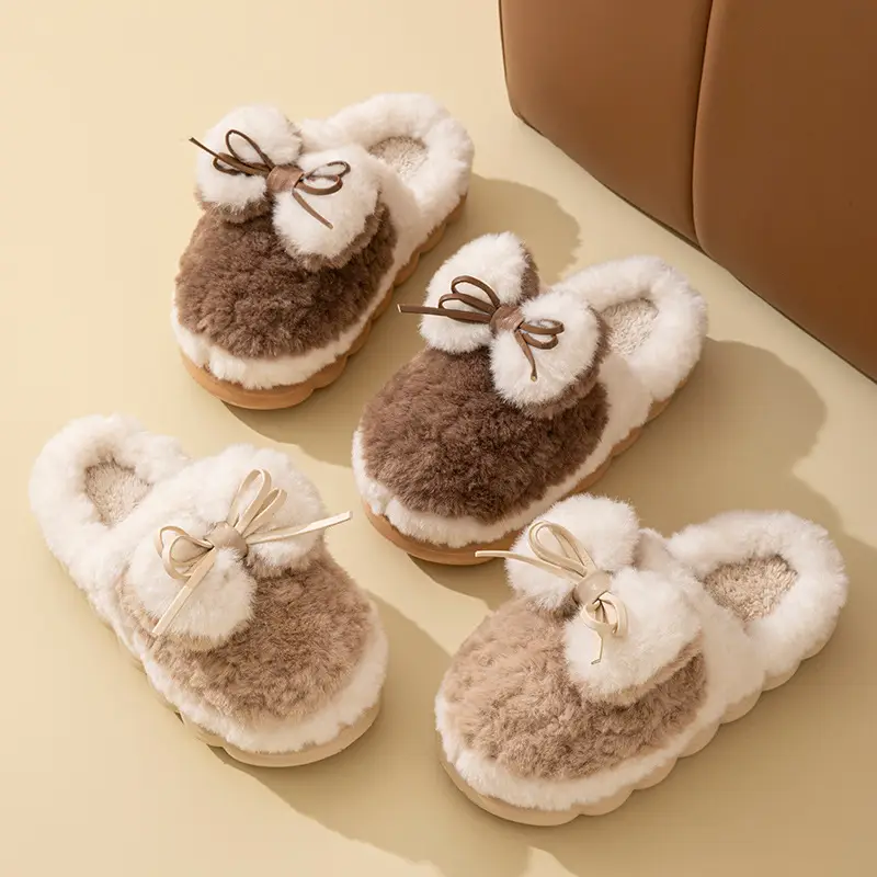 High-End Plush Cotton Slippers for Women in Winter Indoor Home Fleece-Lined Thick-Soled Non-Slip Warm Confinement Cotton Slippers - Image 24