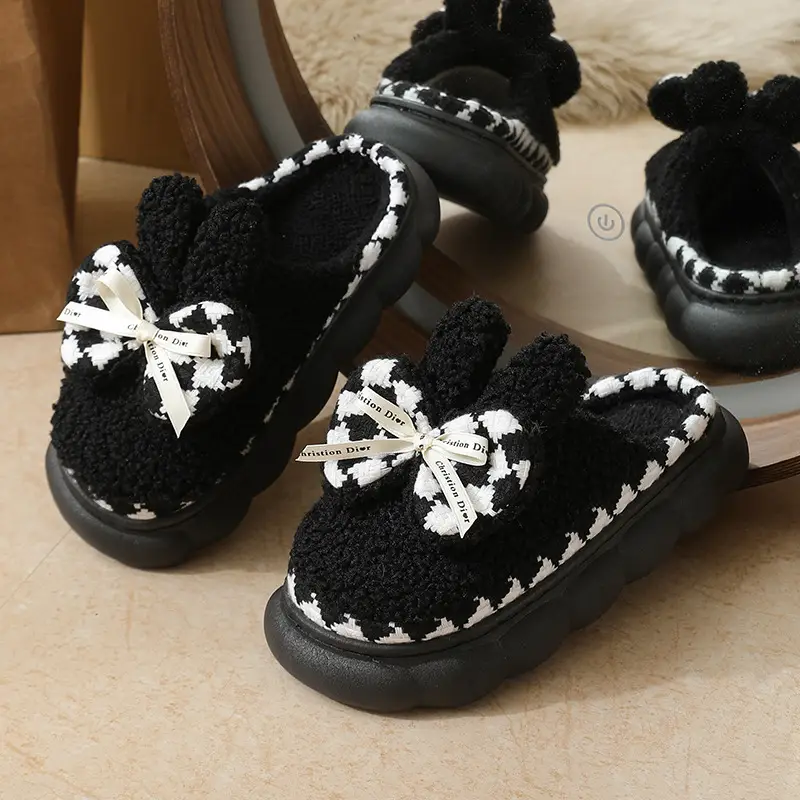 High-End Plush Cotton Slippers for Women in Winter Indoor Home Fleece-Lined Thick-Soled Non-Slip Warm Confinement Cotton Slippers - Image 19