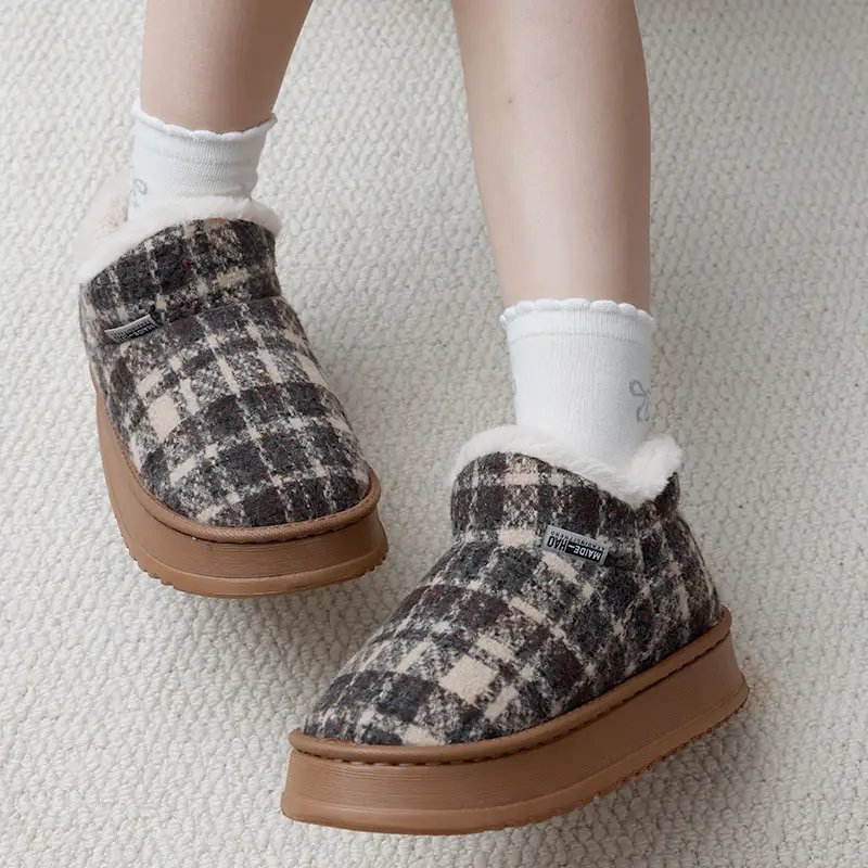 Women's 2025 New Cotton Slippers for Home Autumn and Winter Outer Wear Fleece-Lined Warm Indoor Home Cotton Slippers — feature 2