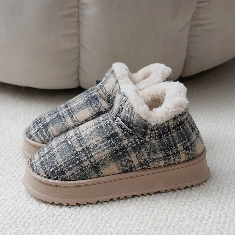 Women's 2025 New Cotton Slippers for Home Autumn and Winter Outer Wear Fleece-Lined Warm Indoor Home Cotton Slippers