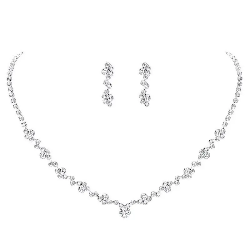 Cross-Cultural Full Diamond Bridal Necklace Set for Women - Image 7
