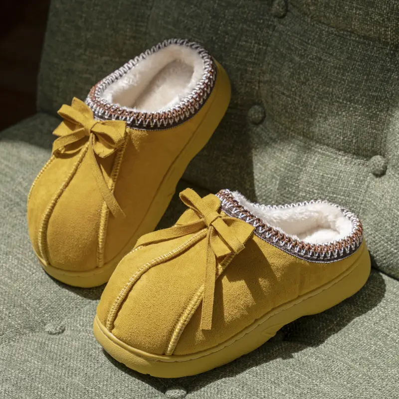 New Bow Slippers for Women Warm Fleece Lined Autumn Winter - Image 7
