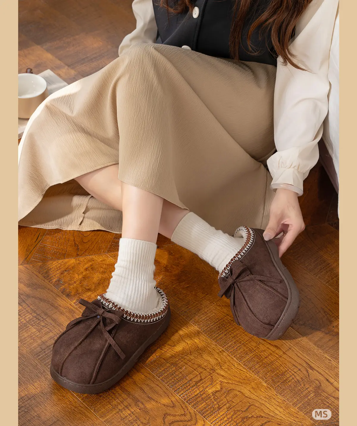 New Bow Slippers for Women Warm Fleece Lined Autumn Winter — feature 10