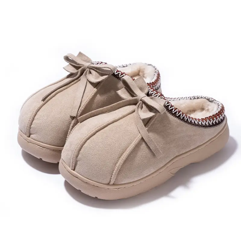 New Bow Slippers for Women Warm Fleece Lined Autumn Winter - Image 4