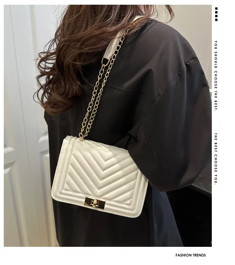 Pink Quilted Chain Shoulder Bag for Women — feature 1
