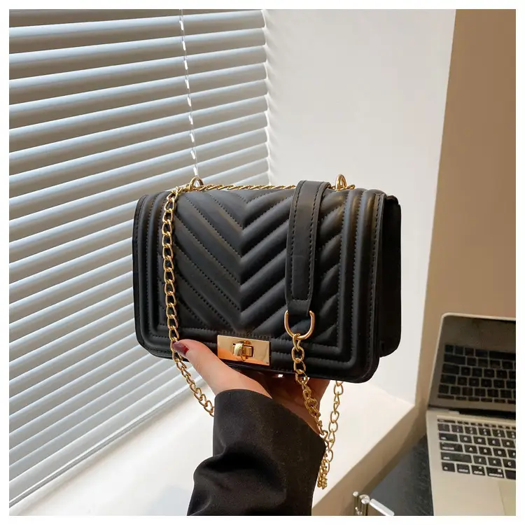 Pink Quilted Chain Shoulder Bag for Women — feature 11