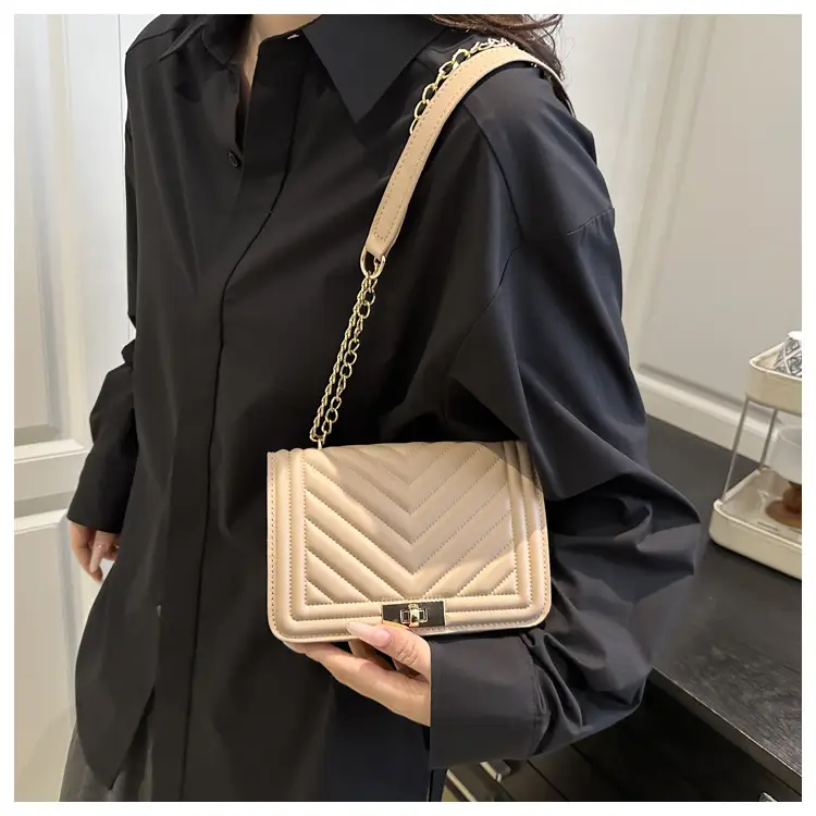 Pink Quilted Chain Shoulder Bag for Women — feature 14