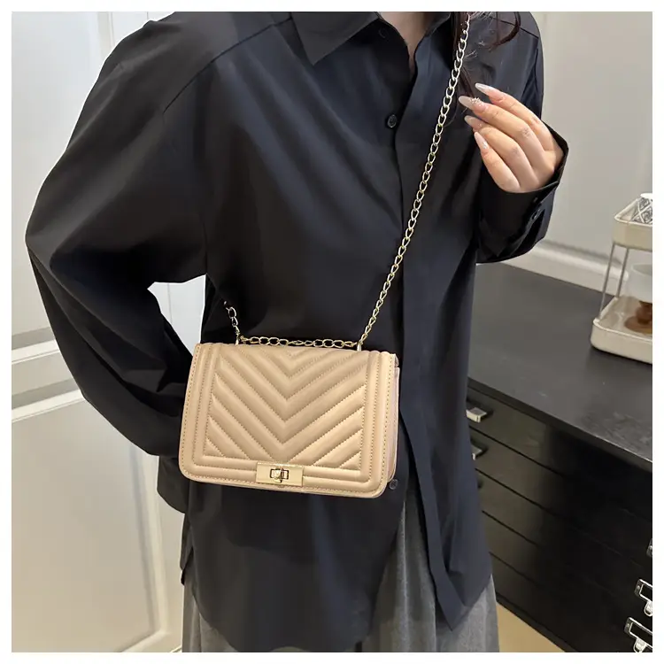 Pink Quilted Chain Shoulder Bag for Women — feature 16
