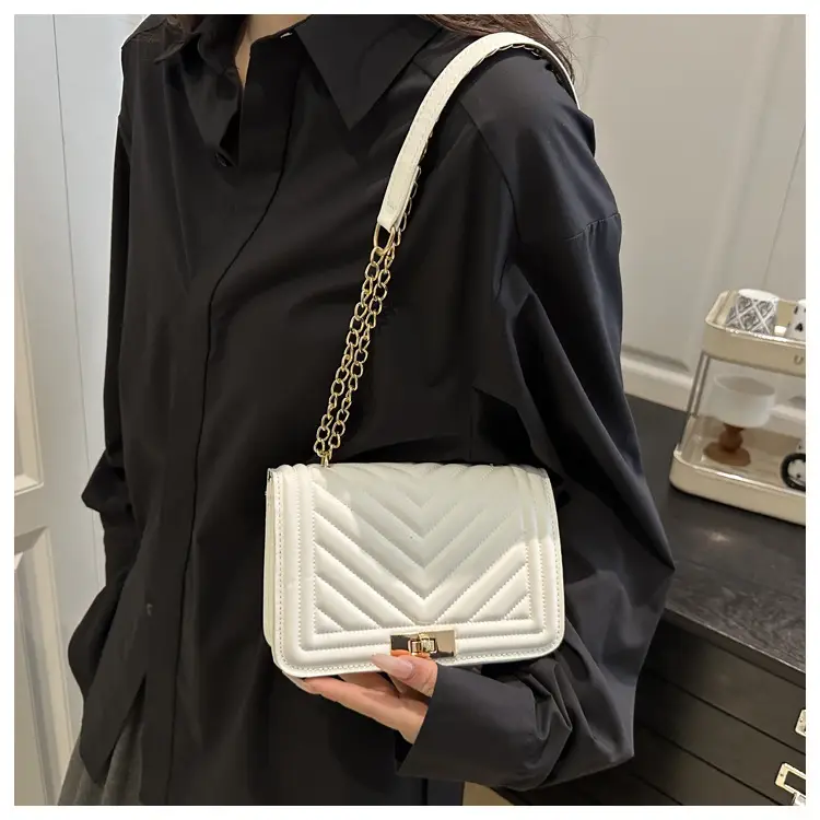 Pink Quilted Chain Shoulder Bag for Women — feature 17
