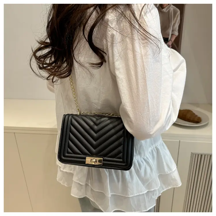 Pink Quilted Chain Shoulder Bag for Women — feature 22