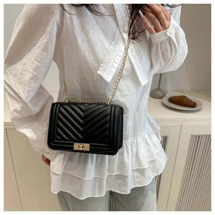Pink Quilted Chain Shoulder Bag for Women — feature 23