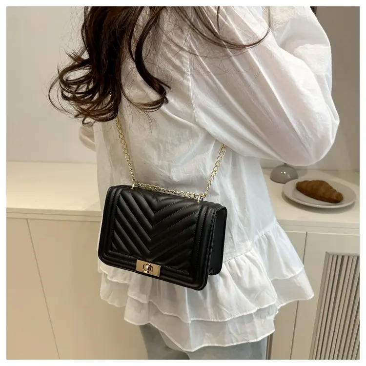 Pink Quilted Chain Shoulder Bag for Women — feature 24