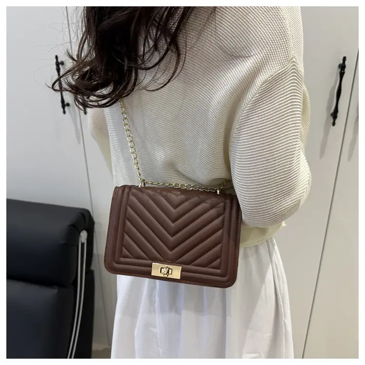 Pink Quilted Chain Shoulder Bag for Women — feature 26