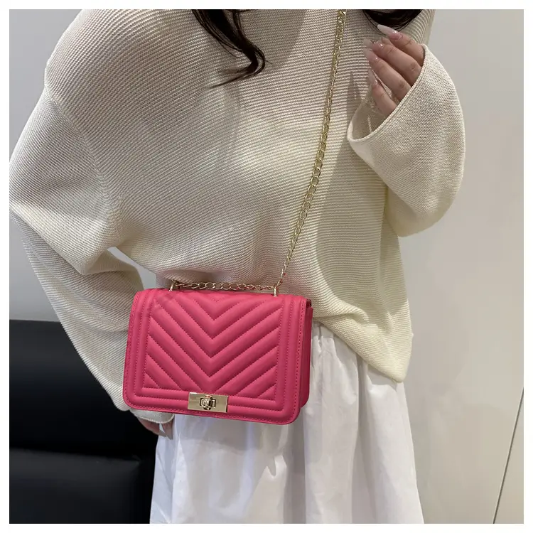 Pink Quilted Chain Shoulder Bag for Women — feature 29
