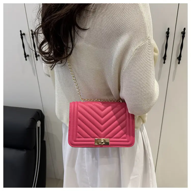 Pink Quilted Chain Shoulder Bag for Women — feature 30