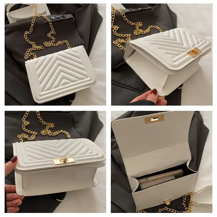 Pink Quilted Chain Shoulder Bag for Women — feature 7
