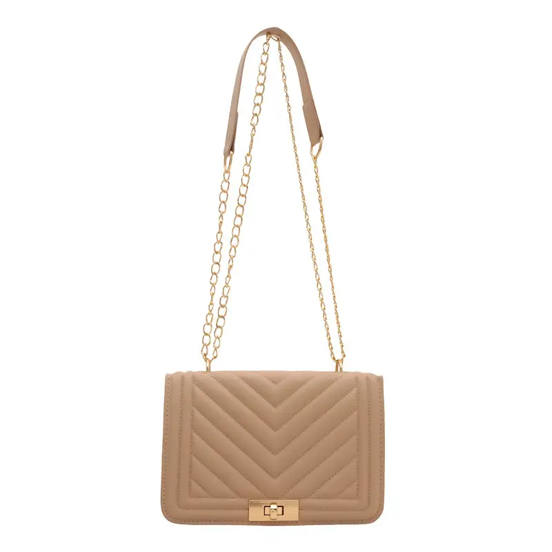 Pink Quilted Chain Shoulder Bag for Women - Image 3