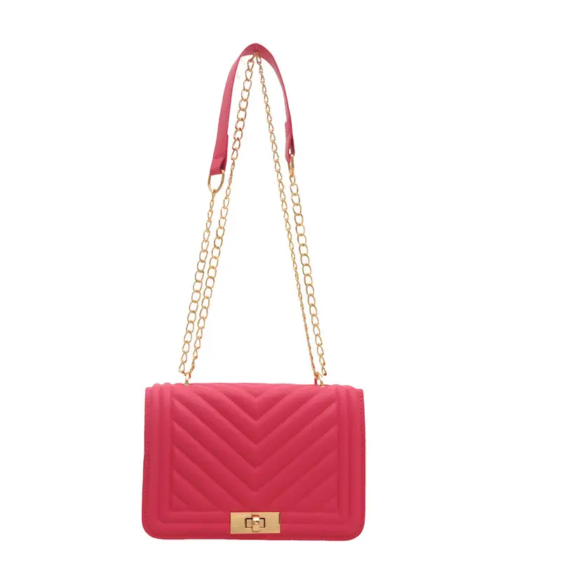 Pink Quilted Chain Shoulder Bag for Women - Image 4