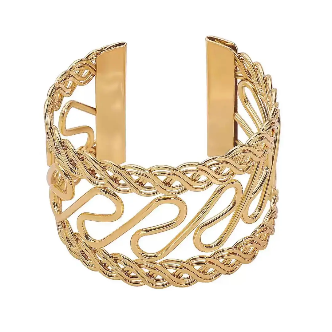 European and American Cross-Border Cut Out Open Arm Bracelet, Fashionable Stylish, Exaggerated Bracelet, Accessible Luxury and High-End Hand Jewelry for Women