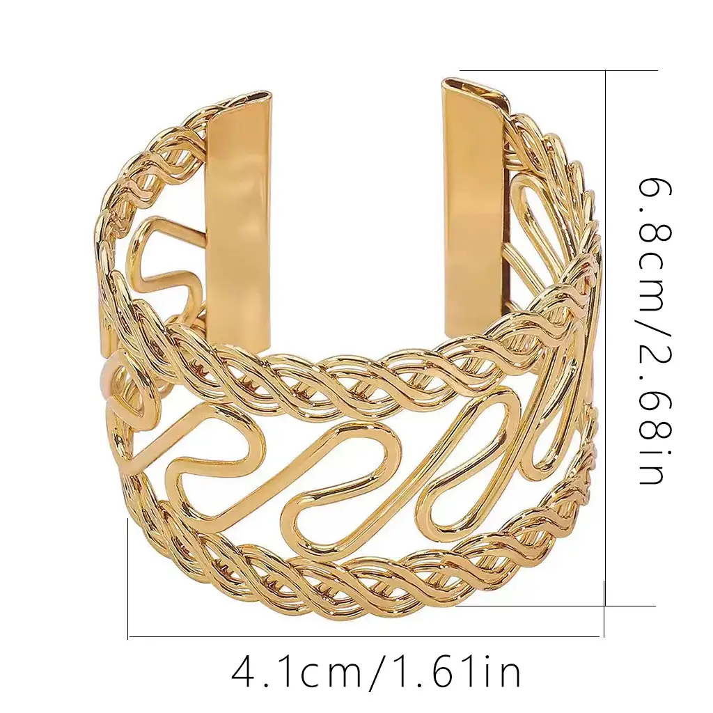 European and American Cross-Border Cut Out Open Arm Bracelet, Fashionable Stylish, Exaggerated Bracelet, Accessible Luxury and High-End Hand Jewelry for Women — feature 4