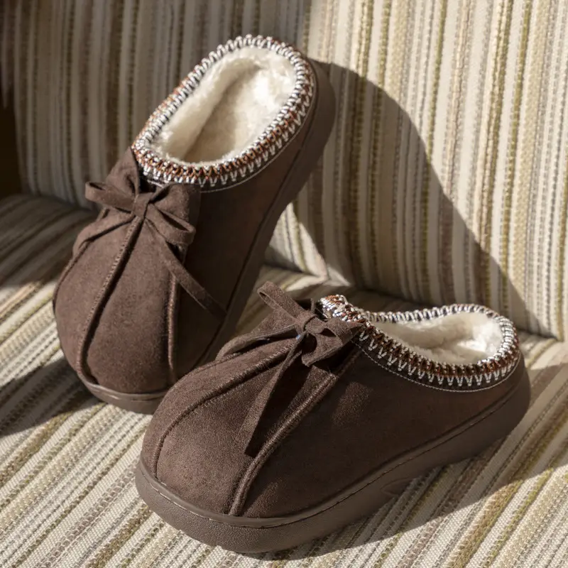 Cross-Border Autumn and Winter Lace Ethnic Style Fashionable Cotton Slippers for Men and Women, Indoor and Outdoor Warm Cotton Slippers for Couples Wholesale - Image 8